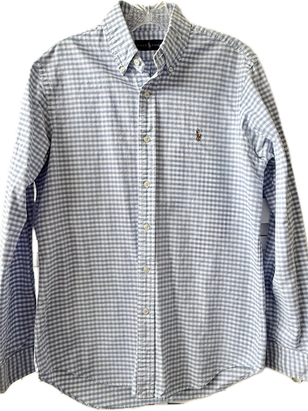 Ralph Lauren Light Blue & White Classic Fit Gingham Button-Down Shirt